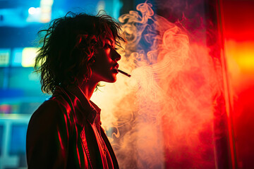Woman smoking fantastic lighting backlit projector, street scenes with vibran colors, cross-processing/processed --ar 3:2 --stylize 250 --v 5.2 Job ID: 0231113e-b8b8-46ea-86ad-b44f4302ddd7 - 767829646