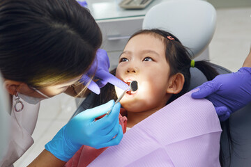 Little Girl Having Teeth Checked by Dentist