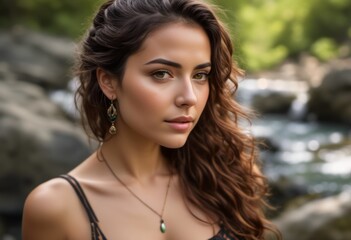 Naklejka premium A Portrait Of Breathtakingly Gorgeous, Exotic, Beautiful Woman. 