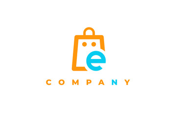 logo shopping bag letter e shop commerce