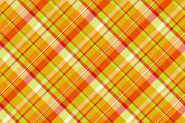 Workshop textile background seamless, harvest fabric check tartan. Graphical texture plaid vector pattern in orange and yellow colors.