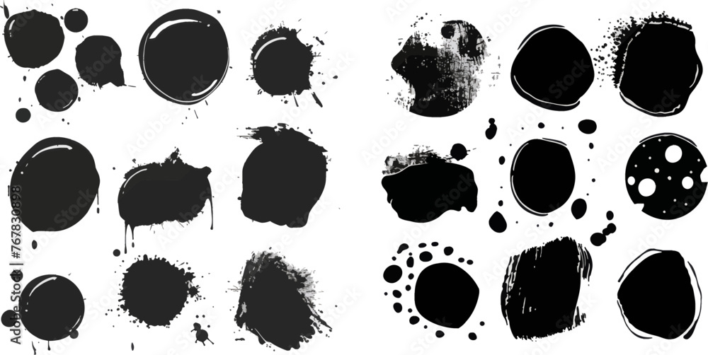 Poster black blobs, round abstract organic shape collection
