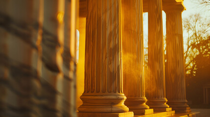 classical columns during the golden hour allowing , generative ai