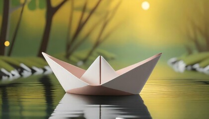 paper boat floating on water