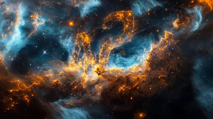 Fotobehang le nombre 42, qui est la réponse à la grande question sur l'univers, apparaît dans une sorte de nébuleuse © Fox_Dsign