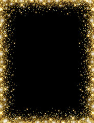 Vector shining gold background with glitter on a black background for Christmas celebration party, New Year card, wedding, bachelorette party, baby shower party, birthday, casino. Vector illustration