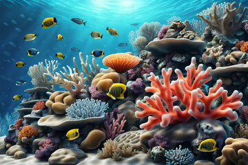 Korallenriff Nahaufnahme mit Fisch Hintergrund - 767833007