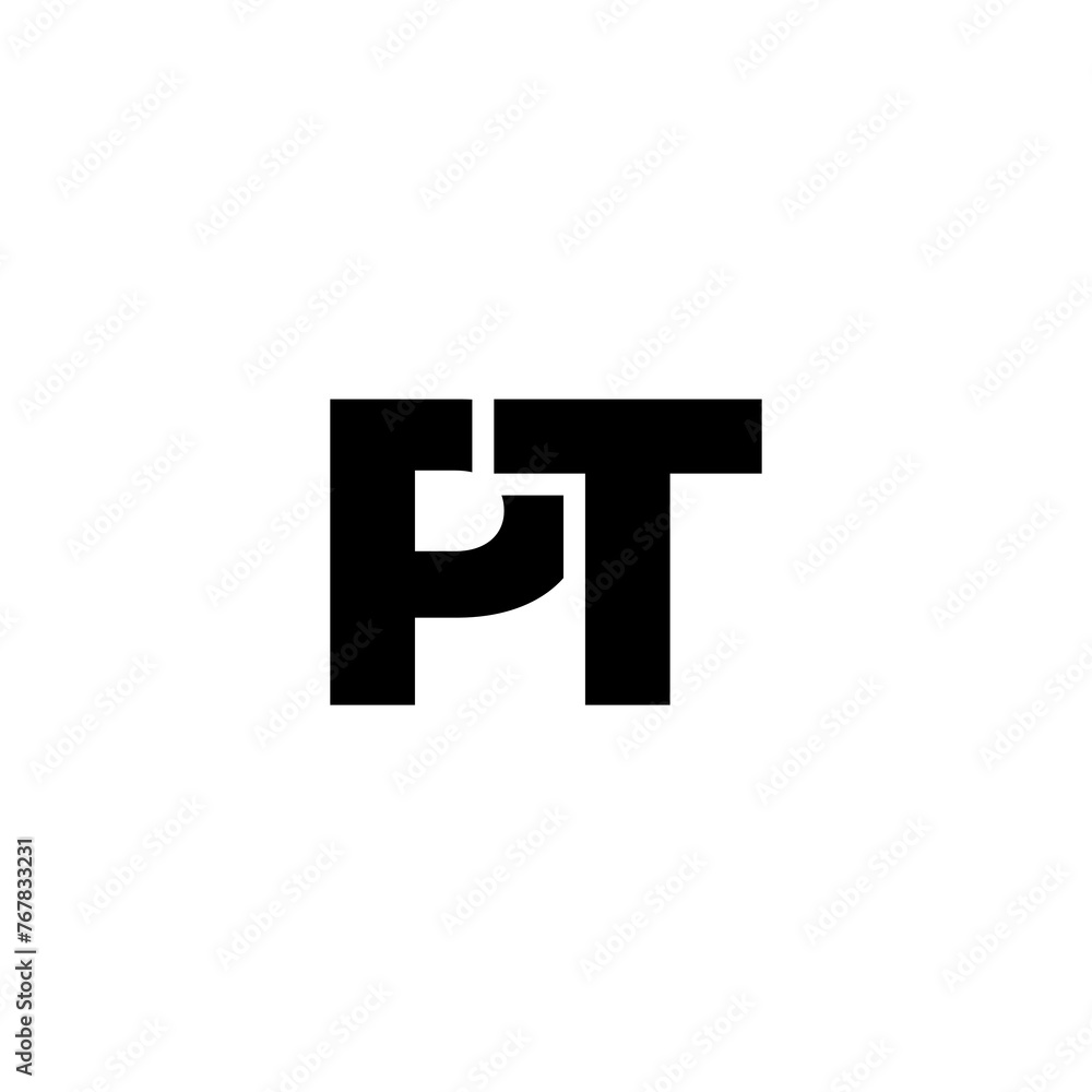 Aufkleber Letter P and T, PT logo design template. Minimal monogram initial based logotype.