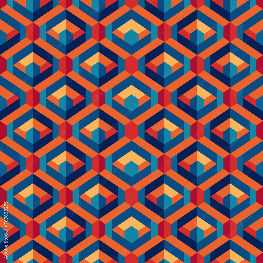 Aufkleber repeating geometric shapes in a variety of colors and styles create a decorative, seamless pattern