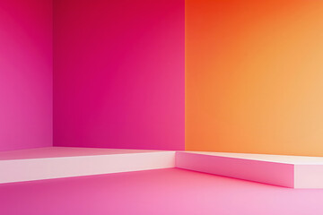 Abstract illustration of pink-orange floor and walls background.