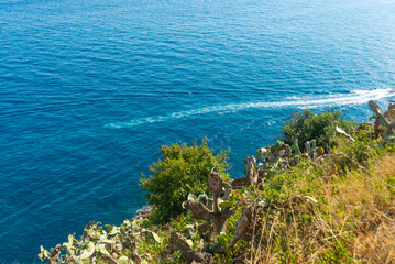 Fototapeta na wymiar TOSSA DE MAR, CATALONIA, SPAIN: Top view of the sea
