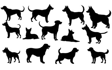 set of a dog silhouette vector illustration