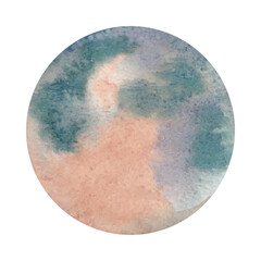 Abstract colorful circle watercolor background, vector illustration with beige and green paint streaks