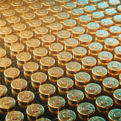 Intricate Brass 20 Gauge Shotgun Cartridges Arrangement from Above