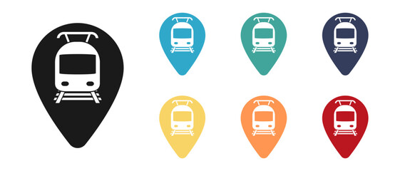 Subway, tube, train concept vector icon set. Label on the map. Illustration