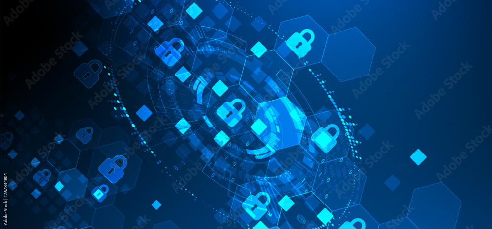 Aufkleber Secure digital background. Virtual confidential, programming protection. Hand drawn vector.