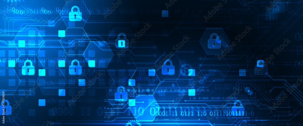 Aufkleber Secure digital background. Virtual confidential, programming protection. Hand drawn vector.