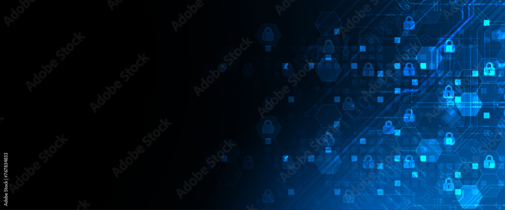 Aufkleber secure digital background. virtual confidential, programming protection. hand drawn vector.
