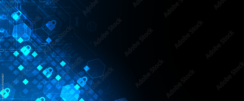 Aufkleber Secure digital background. Virtual confidential, programming protection. Hand drawn vector.