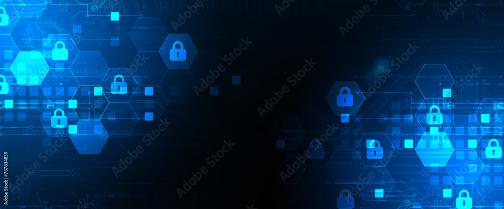 Aufkleber secure digital background. virtual confidential, programming protection. hand drawn vector.