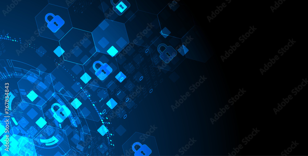 Aufkleber secure digital background. virtual confidential, programming protection. hand drawn vector.