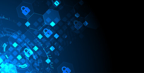 Secure digital background. Virtual confidential, programming protection. Hand drawn vector.