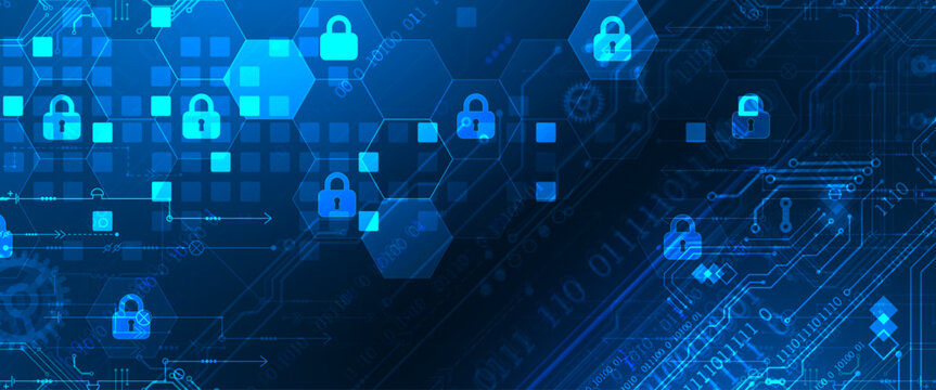 Secure digital background. Virtual confidential, programming protection. Hand drawn vector.