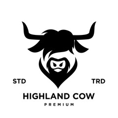 highland cattle cow illustration hand drawn symbol icon logo design