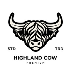 highland cattle cow illustration hand drawn symbol icon logo design