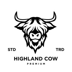 highland cattle cow illustration hand drawn symbol icon logo design