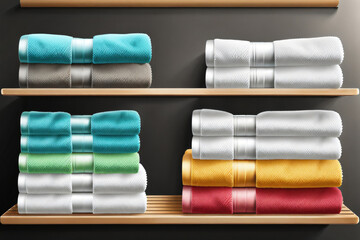 Geschäft für bunte Handtücher mit Regalen - 767836847