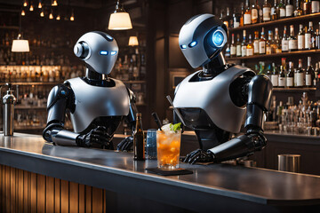 Roboter als Barkeeper in der Bar - 767837015