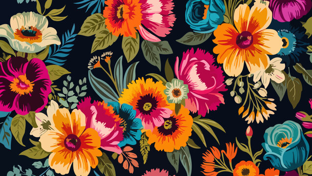 Seamless floral pattern: A Vivid Spring Floral Symphony
