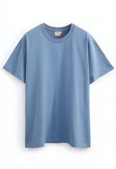 Blank T-shirt in a light blue color mock up isolated on white background