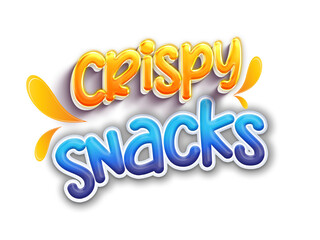 Snacks_Text_Effect. 3D outlined comic text effect. Fun snacks time graphic style on halftone abstract background.