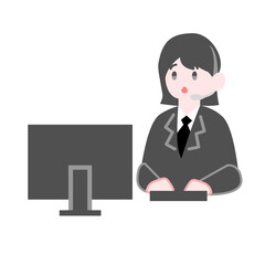 驚いた表情のコールセンター の女性