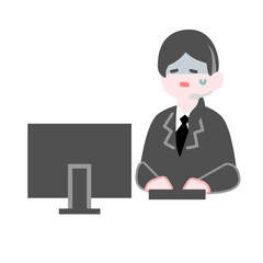 青ざめた表情のコールセンター の女性