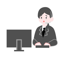 驚いた表情のコールセンター の女性