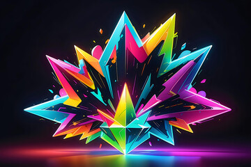 Neon Crystal Formation: Vibrant Geometric Illustration for Modern Design.

This neon crystal formation, with its sharp geometric shapes and vibrant colors, serves as a striking illustration perfect 