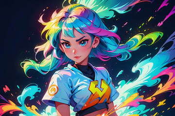 Cosmic Energy Girl: Dynamic Anime Character for Modern Visual Media.

This dynamic anime girl, adorned with cosmic energy and vibrant colors, is a perfect fit for modern visual media, graphic novels