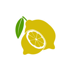 Yellow lemons graphic icon. Two lemons sign isolated on white background. Fruits symbol. Vector illustration