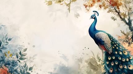 peacock with copy space, generrative ai