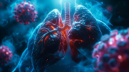 3d rendered illustration of lung cancer 3D illustration, generative ai