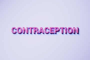 3D Sparkling Text CONTRACEPTION on a Vibrant Purple Background