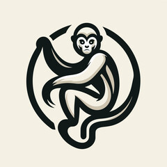 Gibbon primate mammal. Monkey in wildlife. Vector