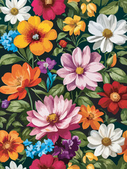 Fototapeta na wymiar Seamless floral pattern: A Vivid Spring Floral Symphony