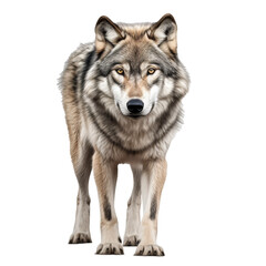 Obraz premium Portrait of gray wolf isolated on white transparent background, png