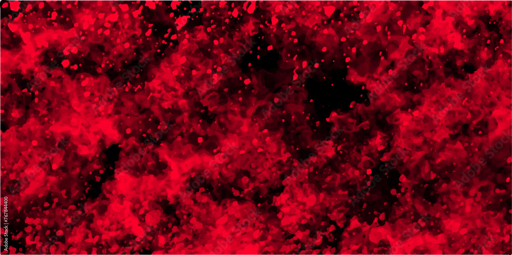 Aufkleber Abstract dynamic particles with soft Red clouds on dark background. Defocused Lights and Dust Particles. Watercolor wash aqua painted texture grungy design.