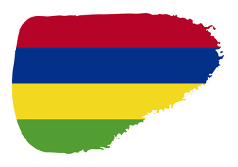 Mauritius flag with palette knife paint brush strokes grunge texture design. Grunge brush stroke effect