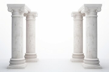 Roman columns on white background, perfect for historical and architectural study